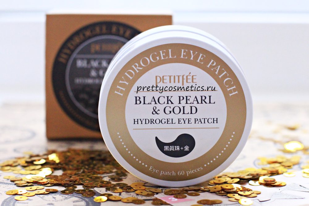 Универсальные корейские патчи для глаз - Petitfee Black Pearl & Gold