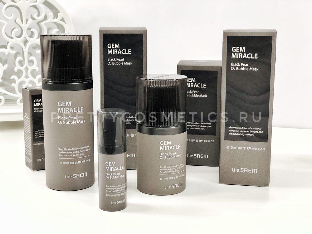 Корейская кислородная маска с жемчугом The Saem Gem Miracle Black Pearl O2 Bubble Mask