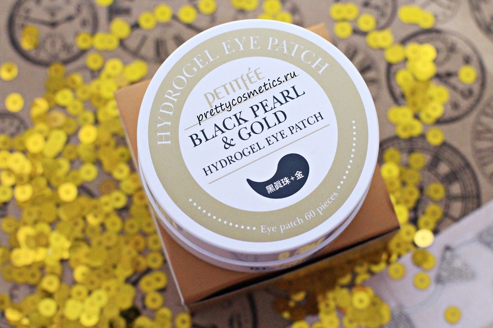 Универсальные корейские патчи для глаз - Petitfee Black Pearl & Gold